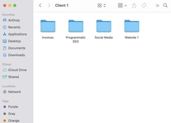 Sample folders for each client
file handling tips