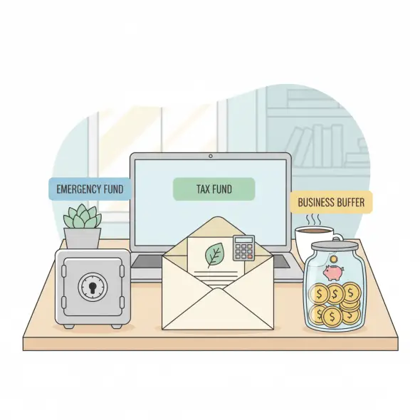 separate freelance accounts, emergency, tax, business buffer